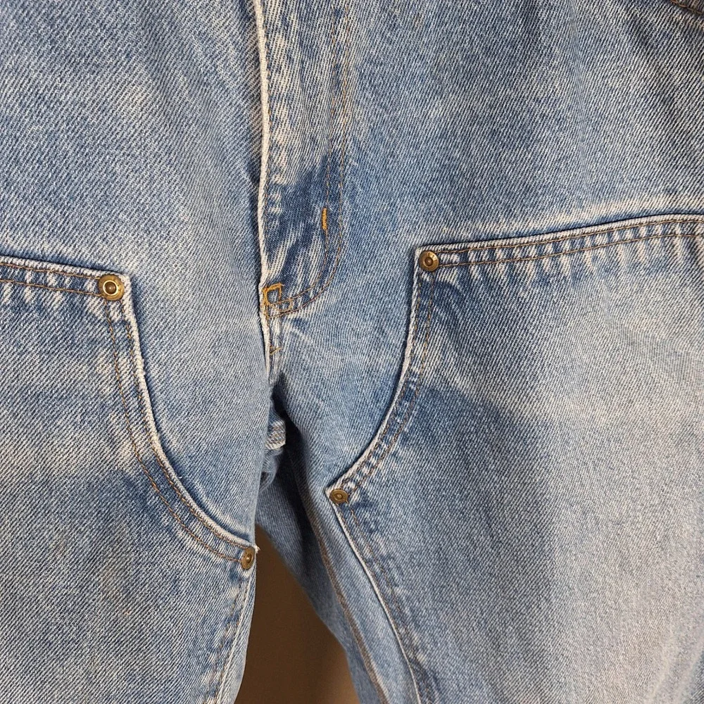 Key Y2K Double Knee Blue Jeans Bleach Thrashed Carpenter Workwear 38x32
